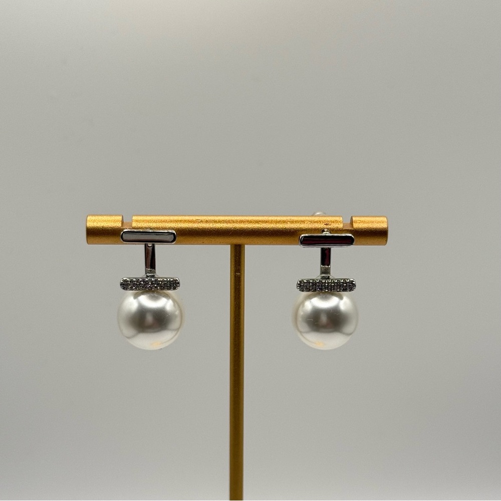 Elegant Silver and White Pearl Earrings